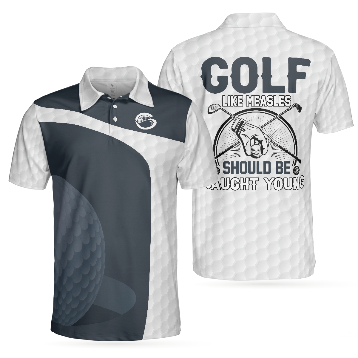 Golf Like Measles Should Be Caught Young Polo Shirt, Basic Golfing Shirt For Golfers, Crossed Golf Clubs Shirt - Hyperfavor