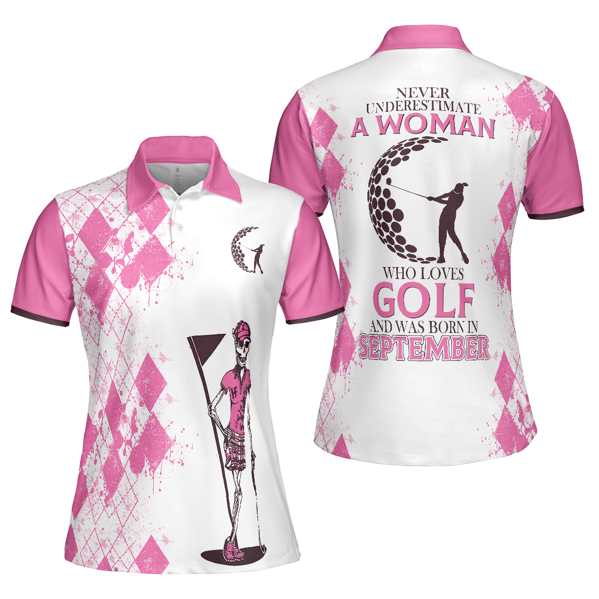 Never Underestimate A Woman Who Loves Golf And Was Born In September Short Sleeve Women Polo Shirt - Hyperfavor