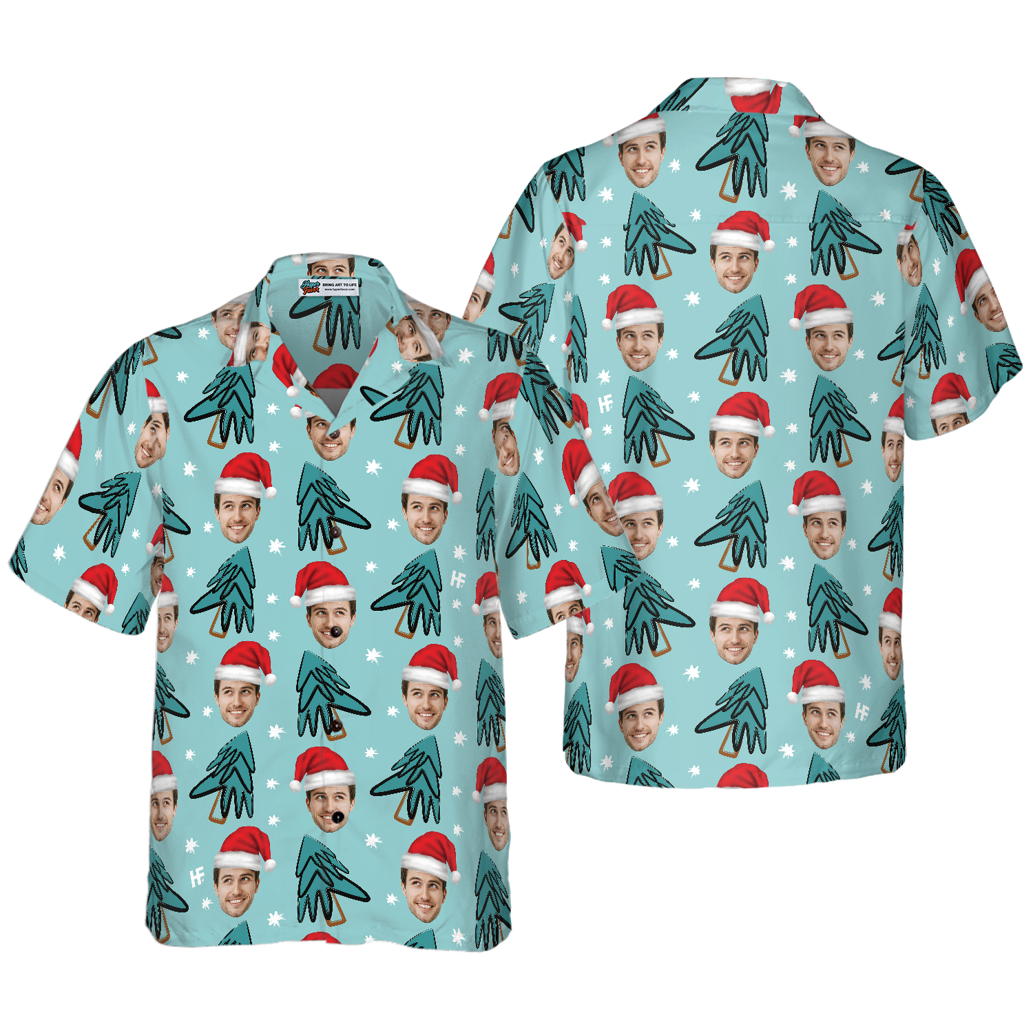 Funny Custom Face Christmas Tree Custom Hawaiian Shirt - Hyperfavor