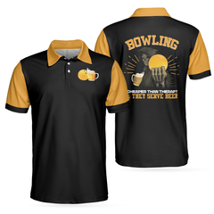 Bowling Therapy Polo Shirt, Funny Bowling Polo Shirt With Sayings, Bowling Gift Idea For Male Bowlers - Hyperfavor