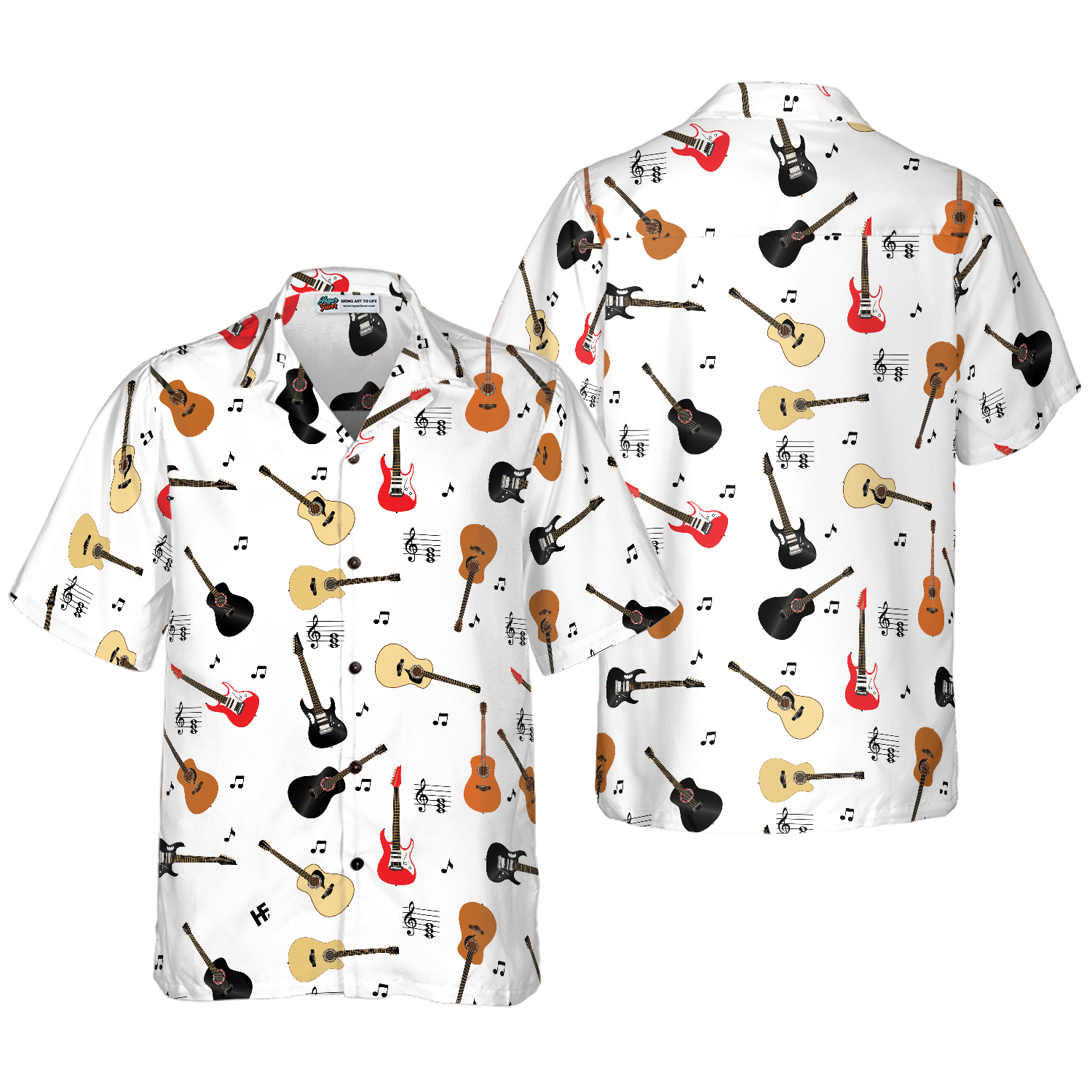 Guitar Musical Note Hawaiian Shirt - Hyperfavor