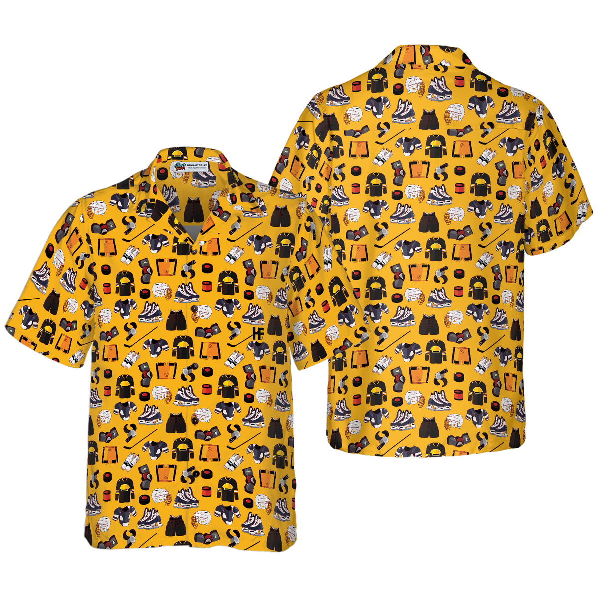 Yellow Ice Hockey Gear Hawaiian Shirt - Hyperfavor