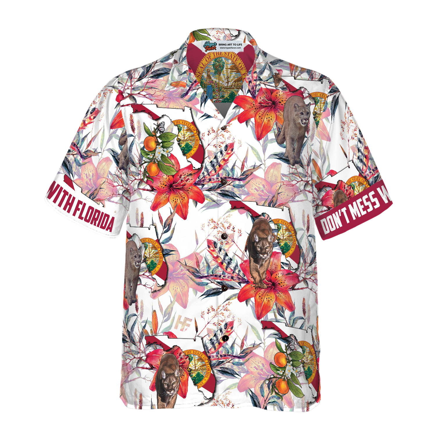 Florida Panther And Orange Blossom Hawaiian Shirt - Hyperfavor