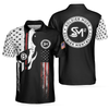 SM2 Skull Black And White American Flag Polo Shirt - Hyperfavor