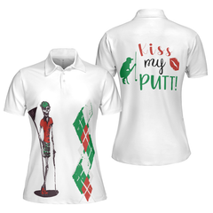 Kiss My Putt Golf Short Sleeve Women Polo Shirt - Hyperfavor