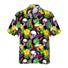 Skull Tropical Pattern Hawaiian Shirt - Hyperfavor