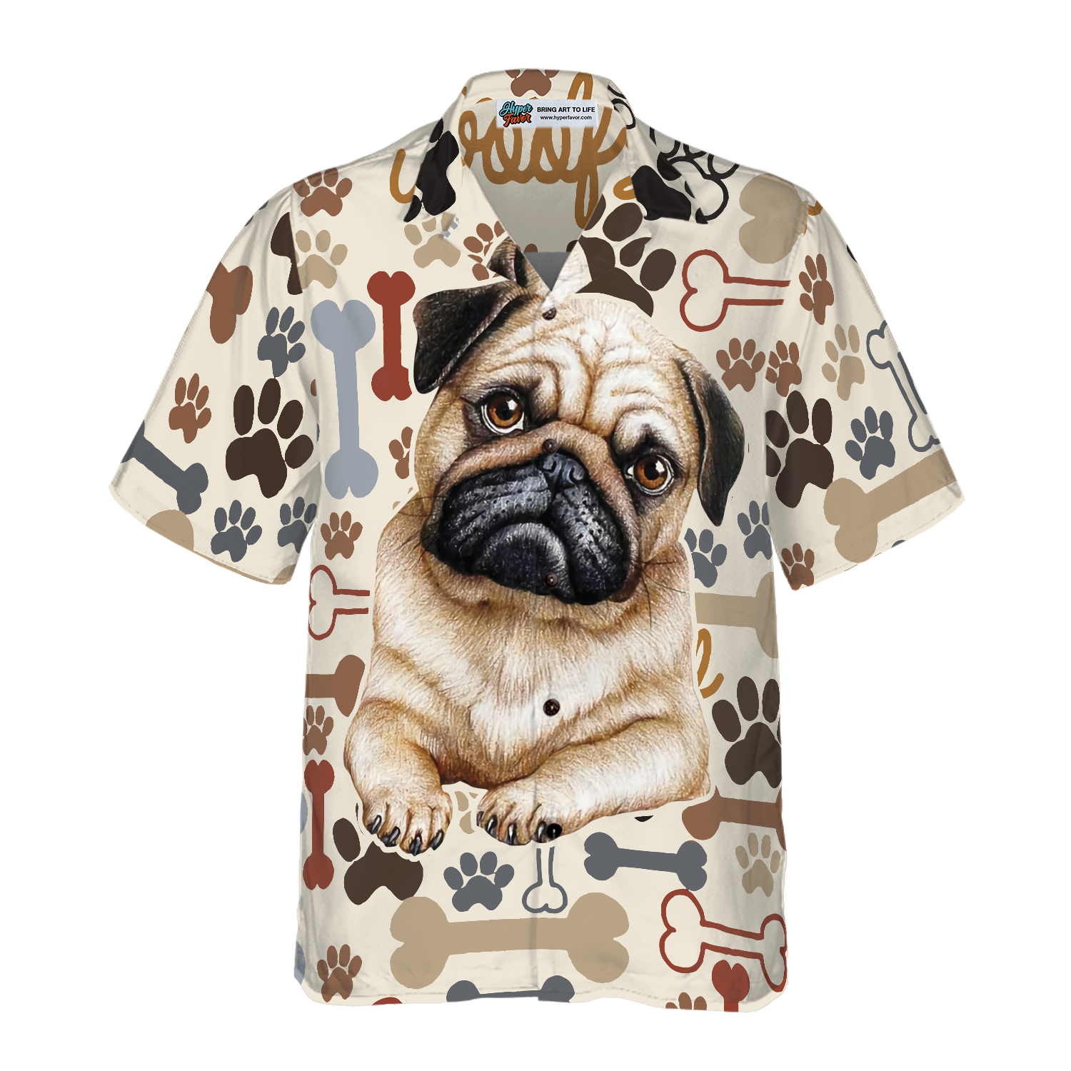 Retro Pug Shirt For Men Hawaiian Shirt - Hyperfavor