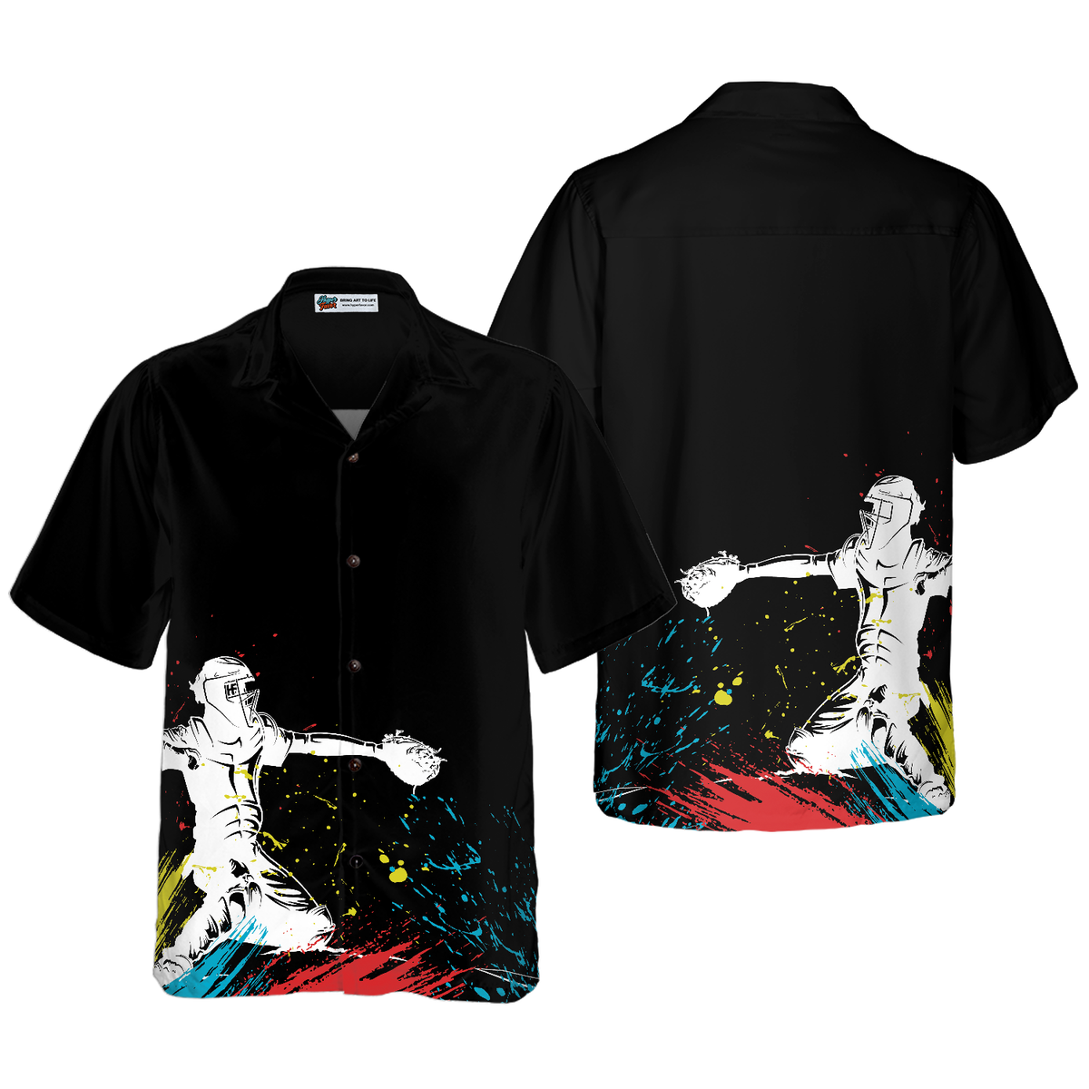 Catcher Silhouette Baseball Hawaiian Shirt - Hyperfavor