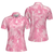 Pink Camouflage Tennis Girl Short Sleeve Women Polo Shirt, Camo Tennis Shirt For Ladies - Hyperfavor