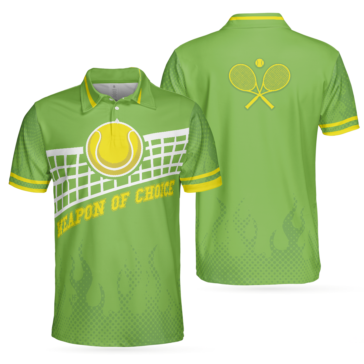 Weapon Of Choice Short Sleeve Polo Shirt, Green Tennis Ball On The Net Polo Shirt, Best Tennis Shirt For Men - Hyperfavor