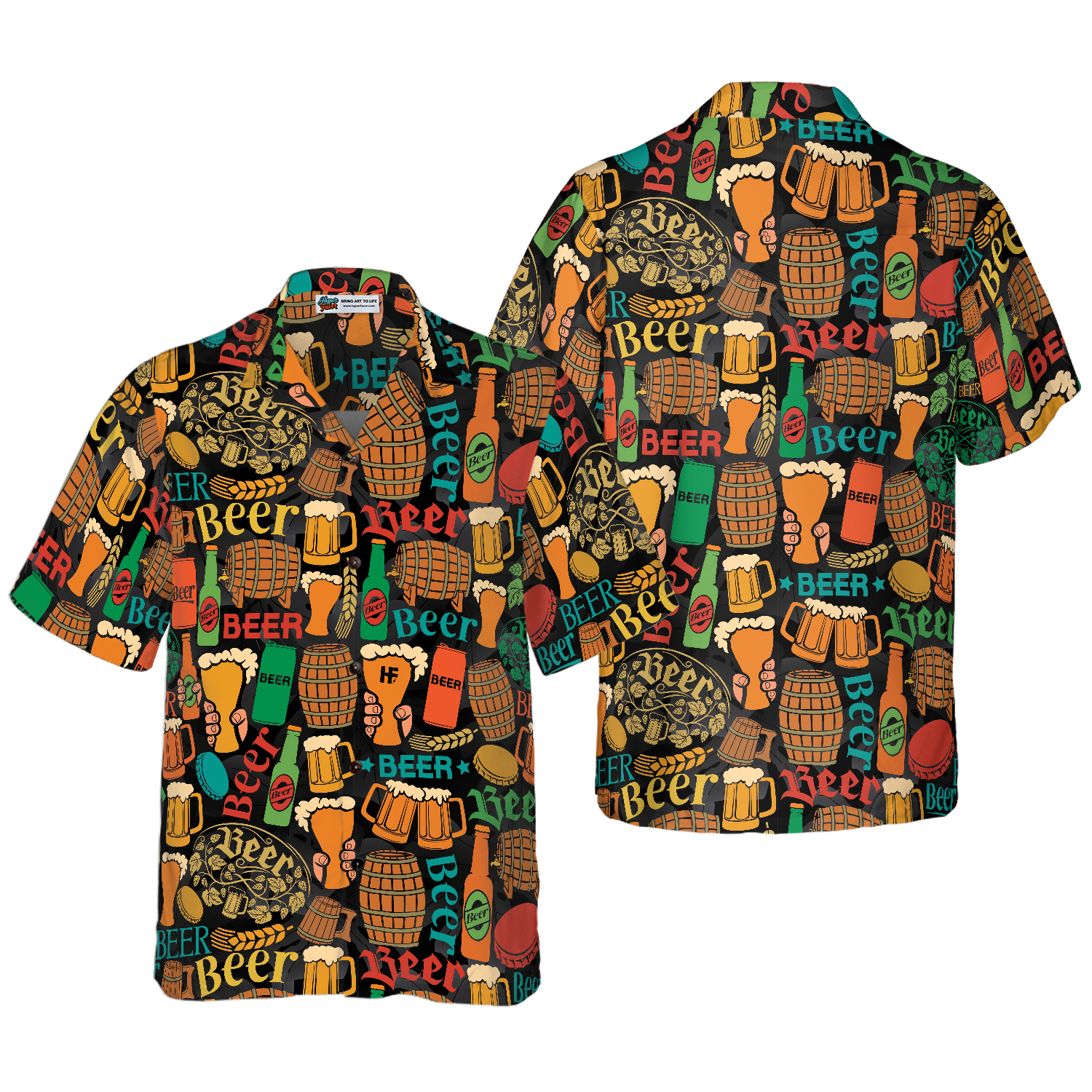 Beer Mug Pattern Hawaiian Shirt - Hyperfavor