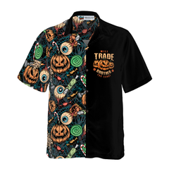 Vintage Halloween Scary Pumpkin Hawaiian Shirt - Hyperfavor