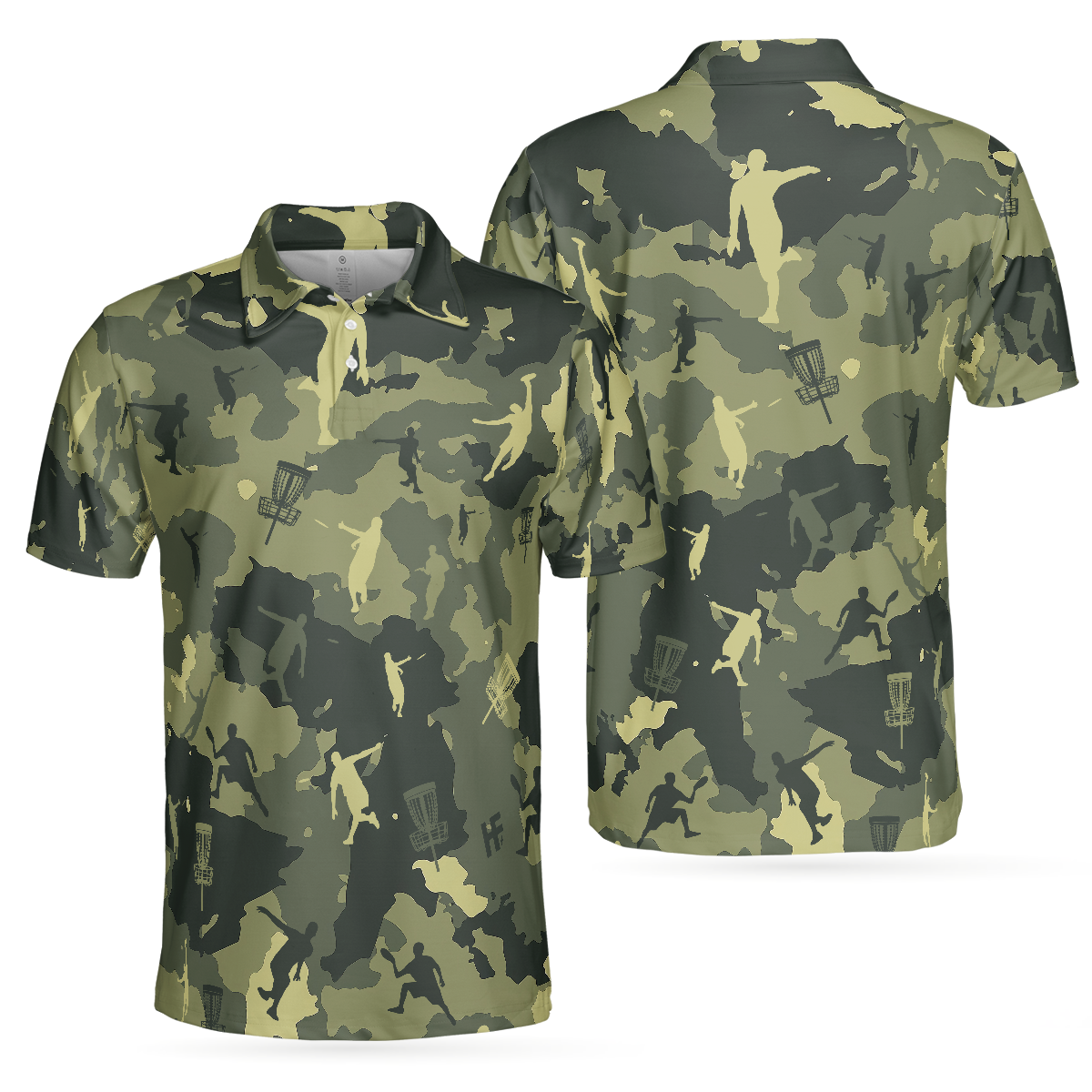 Camouflage Texture Disc Golf Shirt For Men Polo Shirt, Cool Camo Disc Golf Shirt Design For Male Players - Hyperfavor