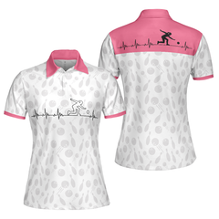 Bowling Is My Heart Bowling Short Sleeve Women Polo Shirt, Bowling Balls And Pins Pattern Polo Shirt For Ladies - Hyperfavor