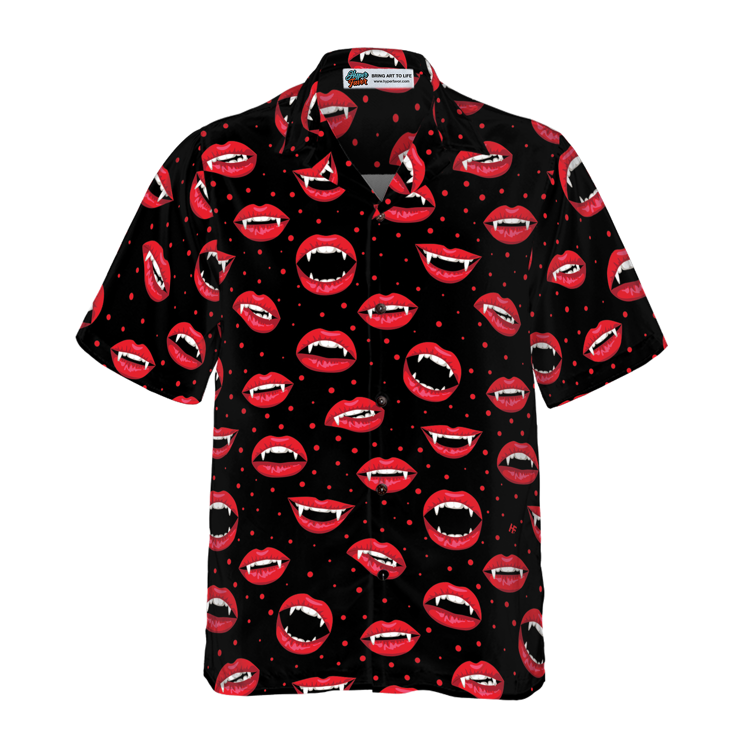 Red Vampire Lips Hawaiian Shirt - Hyperfavor