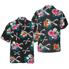 Ironworker Tropical In Black Hawaiian Shirt - Hyperfavor