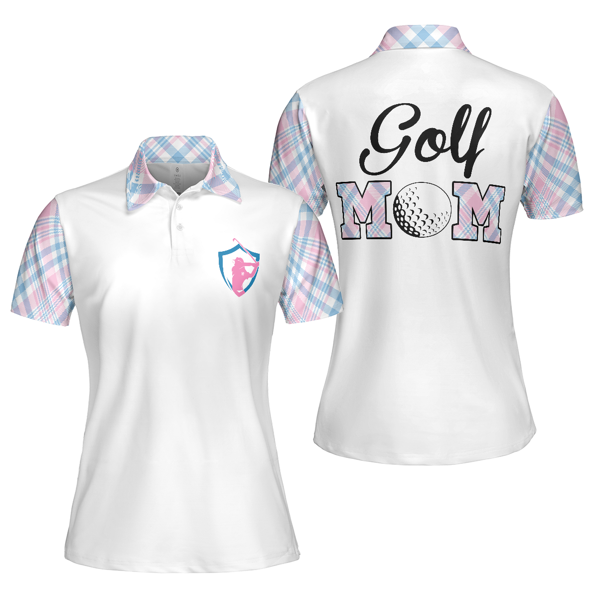 Golf Mom White Short Sleeve Women Polo Shirt, Cool Golf Gift For Women - Hyperfavor