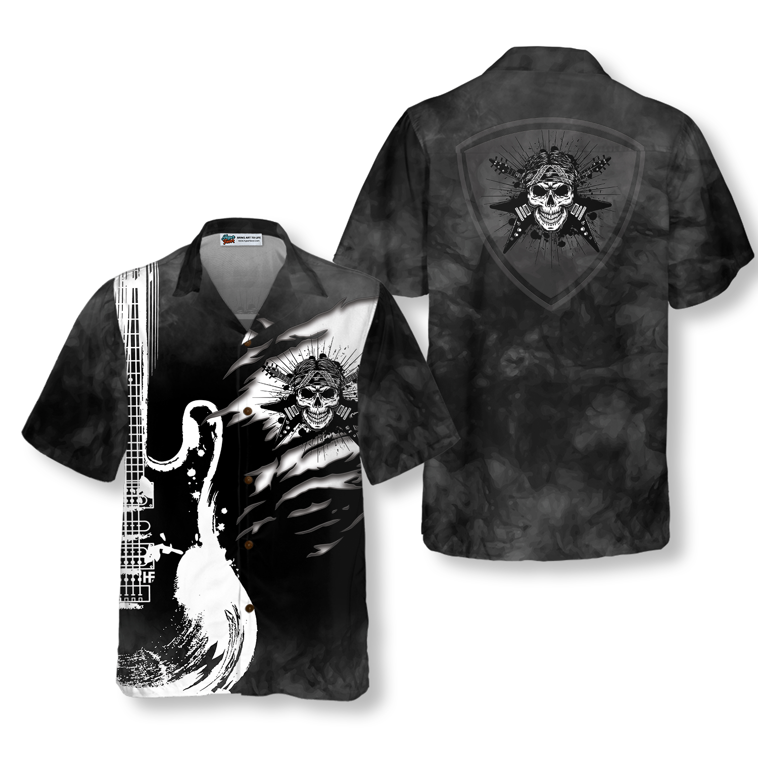 Guitar And Skull Hawaiian Shirt - Hyperfavor