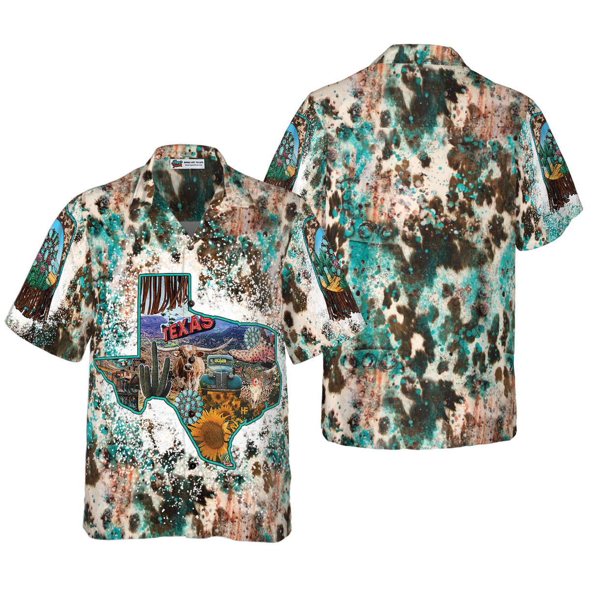 Texas Cowhide Map Hawaiian Shirt, Unique Texas Shirt For Texas Lovers - Hyperfavor