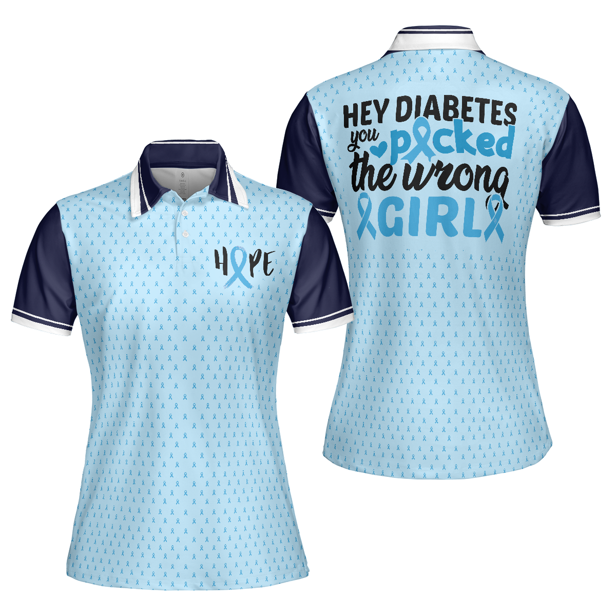 Diabetes Picked The Wrong Girl Diabetes Awareness Short Sleeve Women Polo Shirt, Diabetes Polo Shirt For Women, Cool Diabetes Support Gift - Hyperfavor