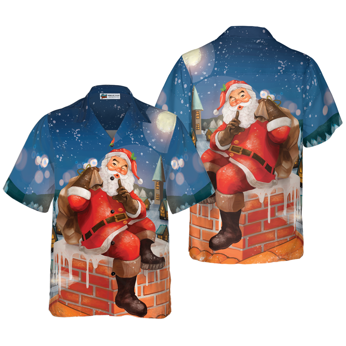 Hawaiian Shirts, Santa With Gift Shirt Short Sleeve, Christmas Shirt Idea Gift For Men and Women - Hyperfavor