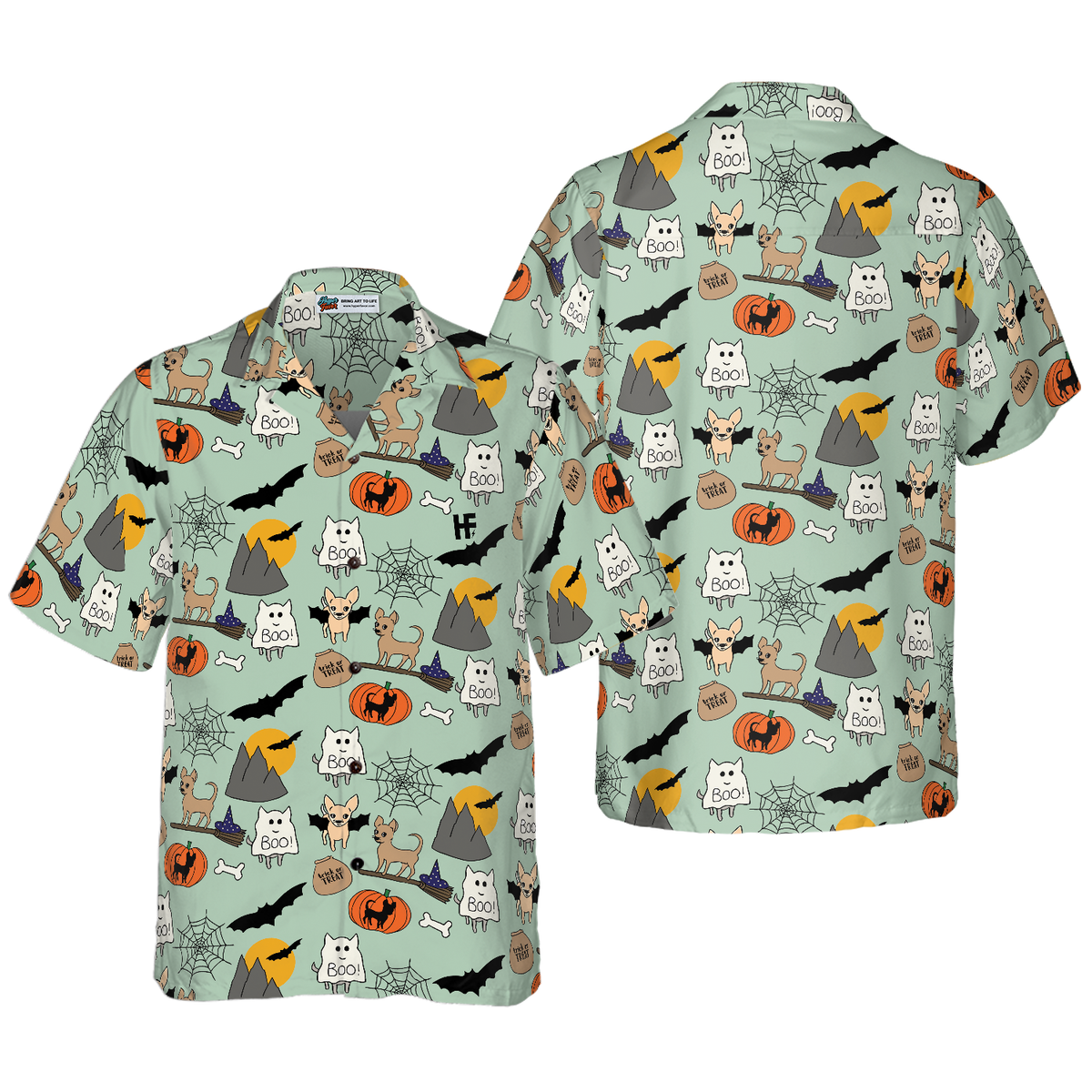 Halloween Chihuahua Shirt For Men Hawaiian Shirt - Hyperfavor