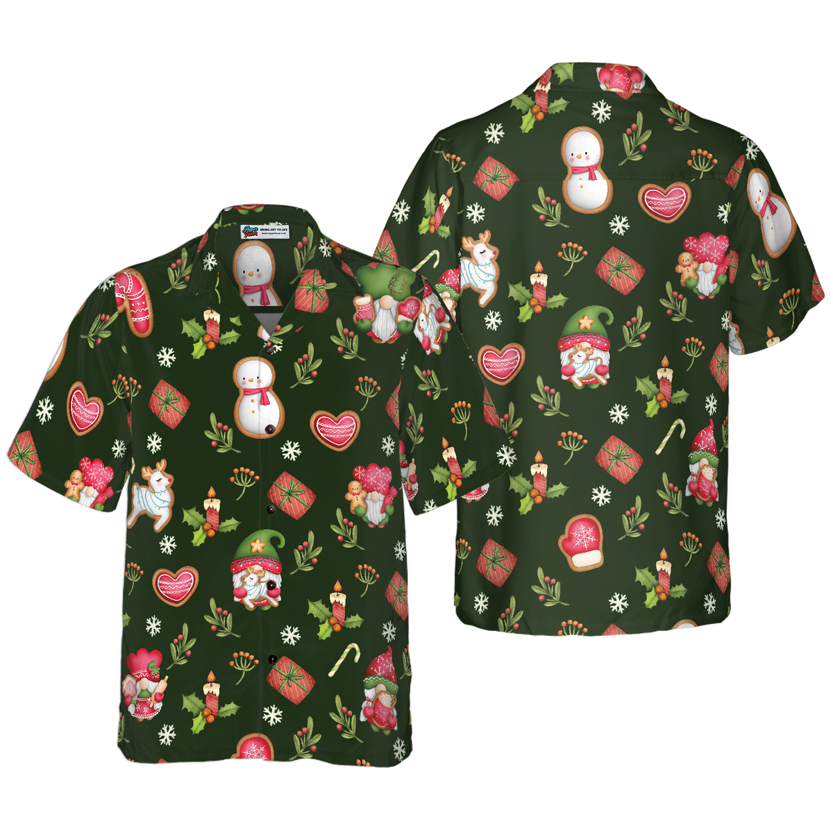 Hyperfavor Christmas Hawaiian Shirts For Men and Women, Gnome Merry Christmas Hawaiian Shirt Button Down Shirt Short Sleeve - Hyperfavor