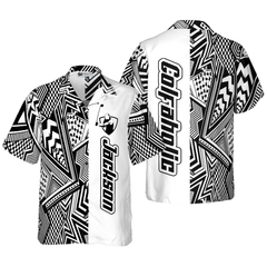 Personalized Black and White Modern Pattern Golfaholic Custom Hawaiian Shirt - Hyperfavor