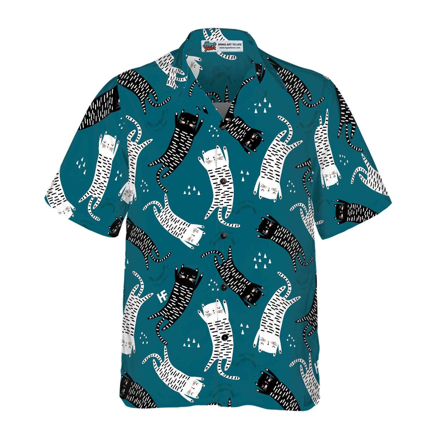 Seamless Pattern With Funny Cats Hawaiian Shirt - Hyperfavor