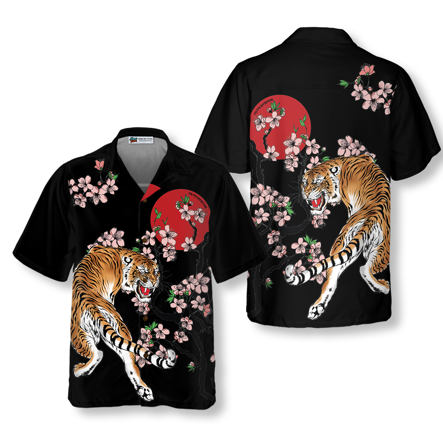 Japanese Tiger Sakura Shirt For Men Hawaiian Shirt - Hyperfavor