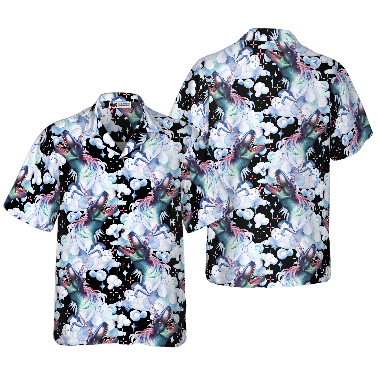 Unicorn T-Rex Dinosaur Hawaiian Shirt - Hyperfavor