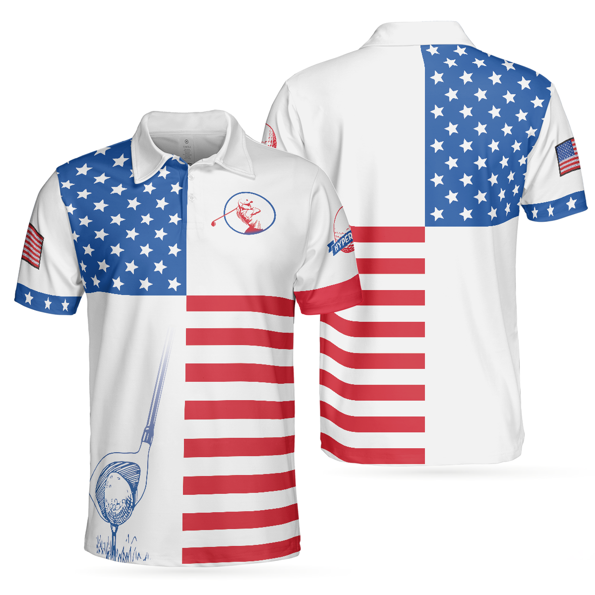 American Flag Golf V2 Short Sleeve Unisex Golf Polo Shirt, Polo Shirts For Men And Women - Hyperfavor