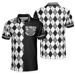 Barber Because Freakin' Miracle Worker Isn't An Official Job Title Polo Shirt, Harlequin Pattern Polo Shirt, Best Barber Shirt For Men - Hyperfavor