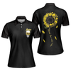 You Are My Sunshine Skull Sunflower Short Sleeve Women Polo Shirt, Black Skull Polo Shirt For Ladies - Hyperfavor