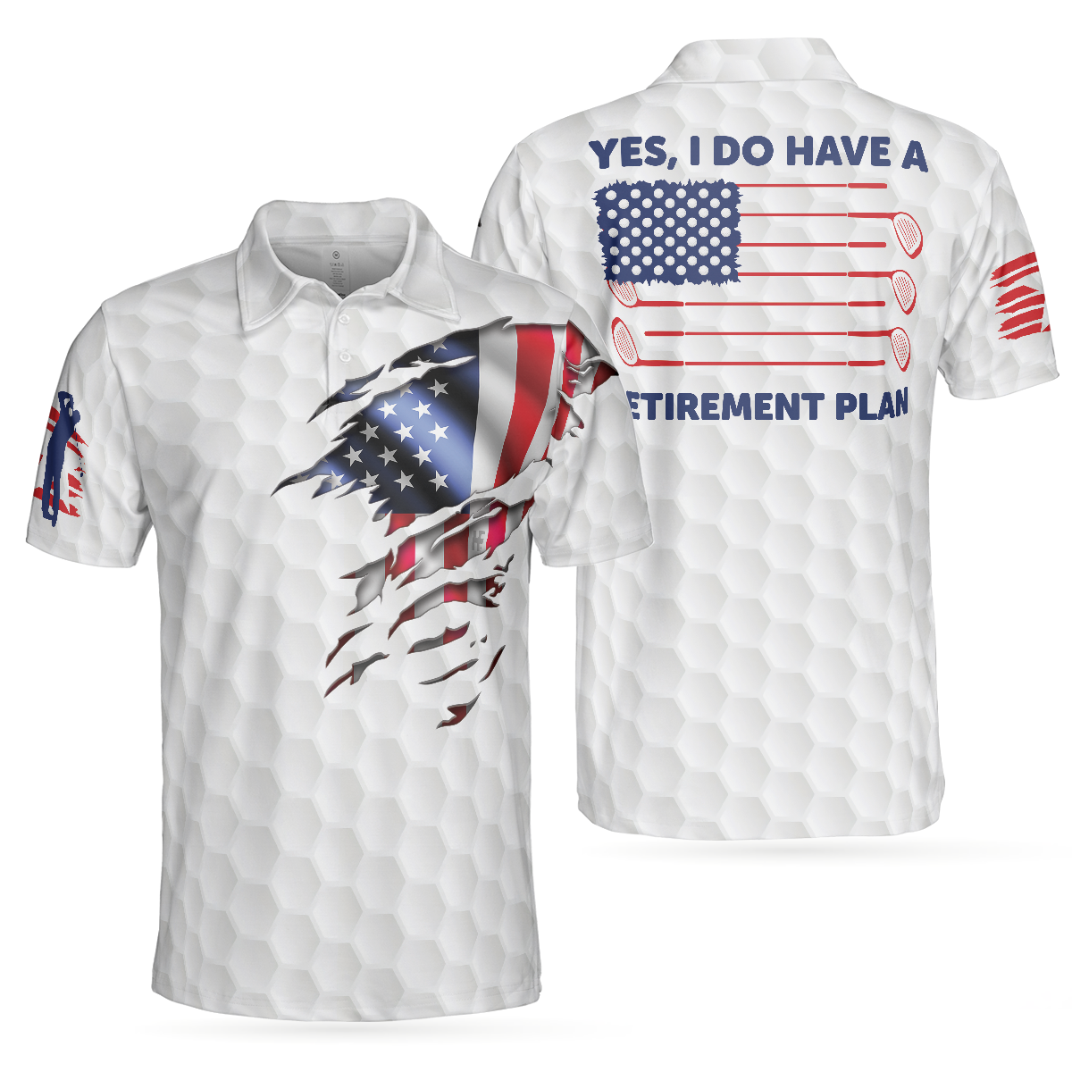 Yes I Do Have A Retirement Plan Golf Polo Shirt, Golf Pattern Ripped American Flag Polo Shirt, Best Golf Shirt For Men - Hyperfavor