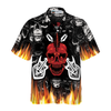 Punk Rock Never Dies Gothic Hawaiian Shirt, Flame Electric Guitar Crossbones And Skull Hawaiian Shirt - Hyperfavor