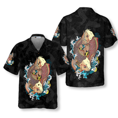 Japanese Carp Koi Gold Fishes Hawaiian Shirt - Hyperfavor