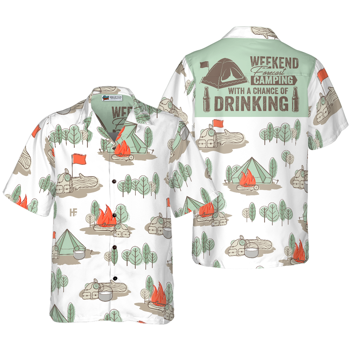 Weekend Forecast Camping With A Chance Of Drinking Hawaiian Shirt - Hyperfavor