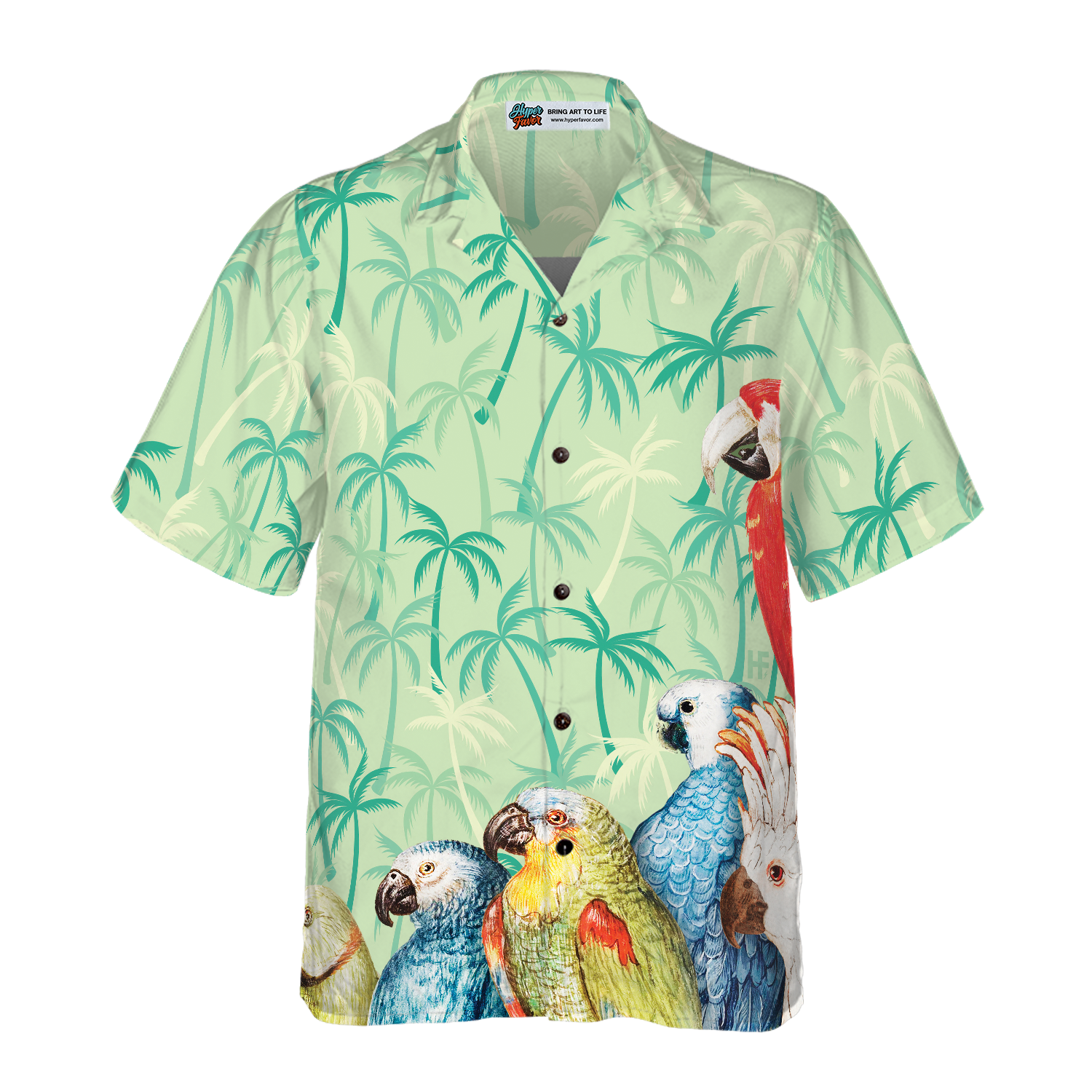 Vintage Parrot With Coconut Palm Tree Hawaiian Shirt - Hyperfavor