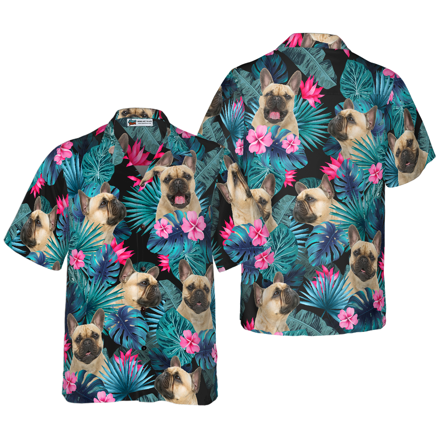 Tropical French Bulldog Hawaiian Shirt - Hyperfavor