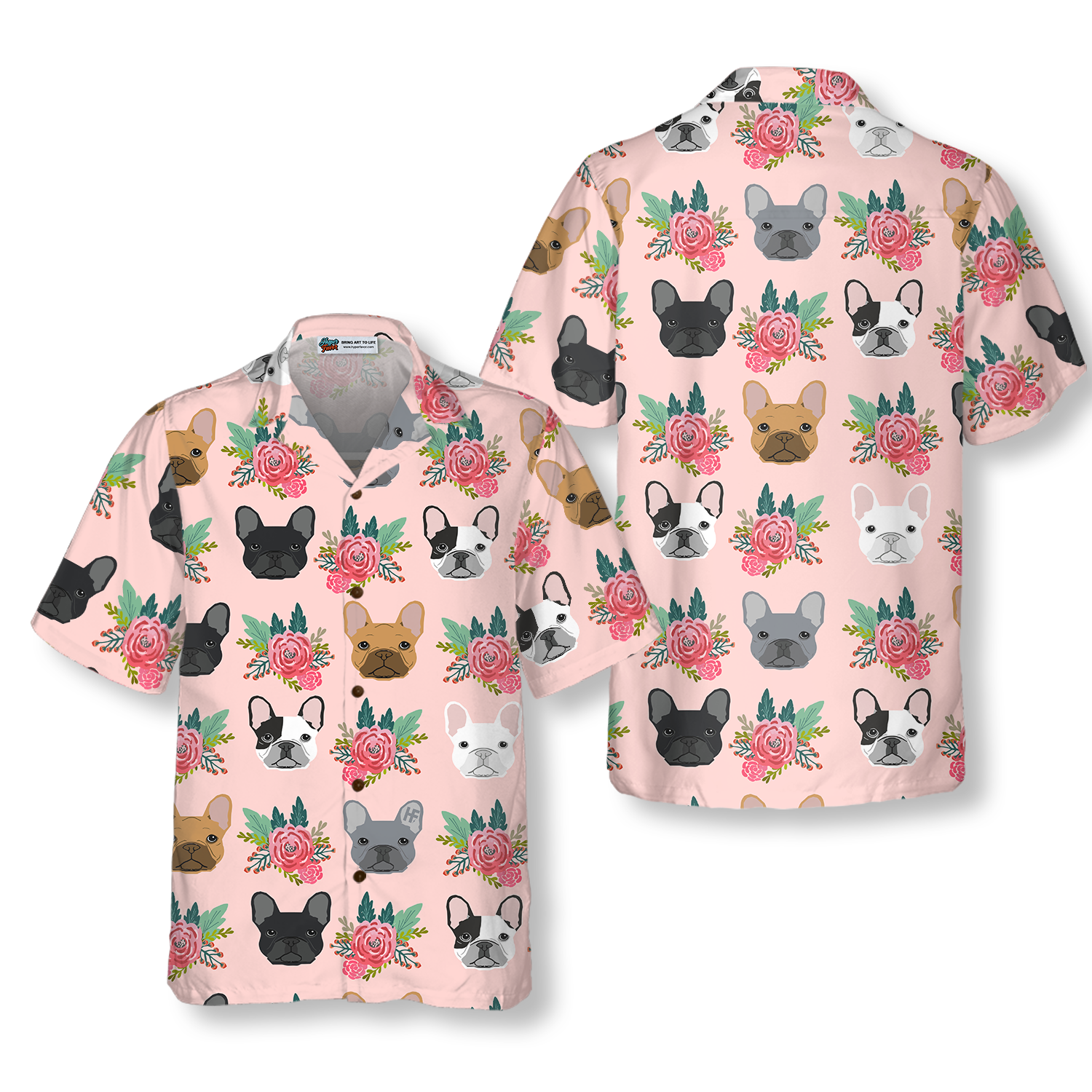 Happiness Is Bulldog Kisses Hawaiian Shirt - Hyperfavor