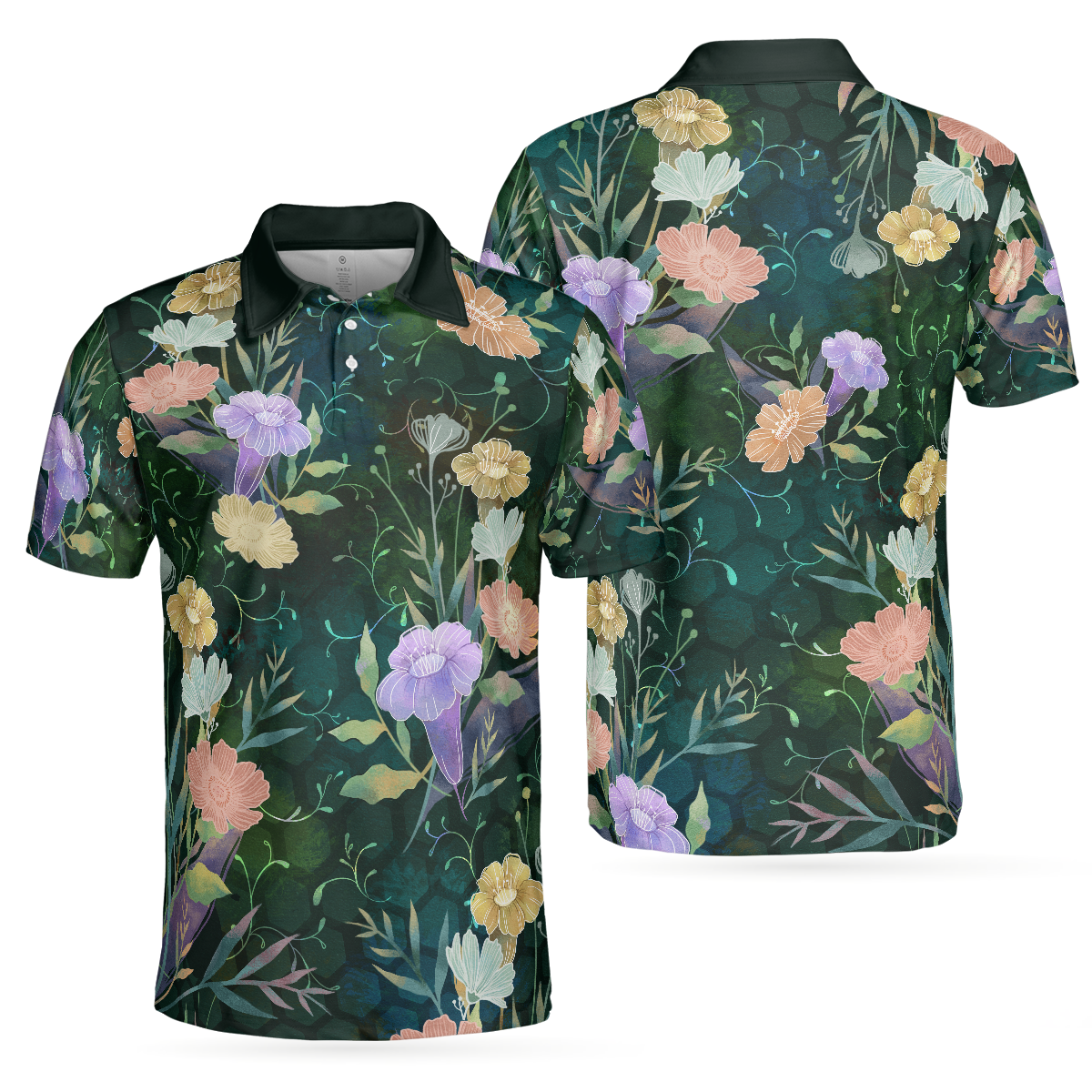 Vintage Floral Golf Texture Polo Shirt For Men - Hyperfavor