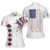 American Flag With Argyle Pattern Golf Short Sleeve Women Polo Shirt, Best Female Golf Gift Idea - Hyperfavor