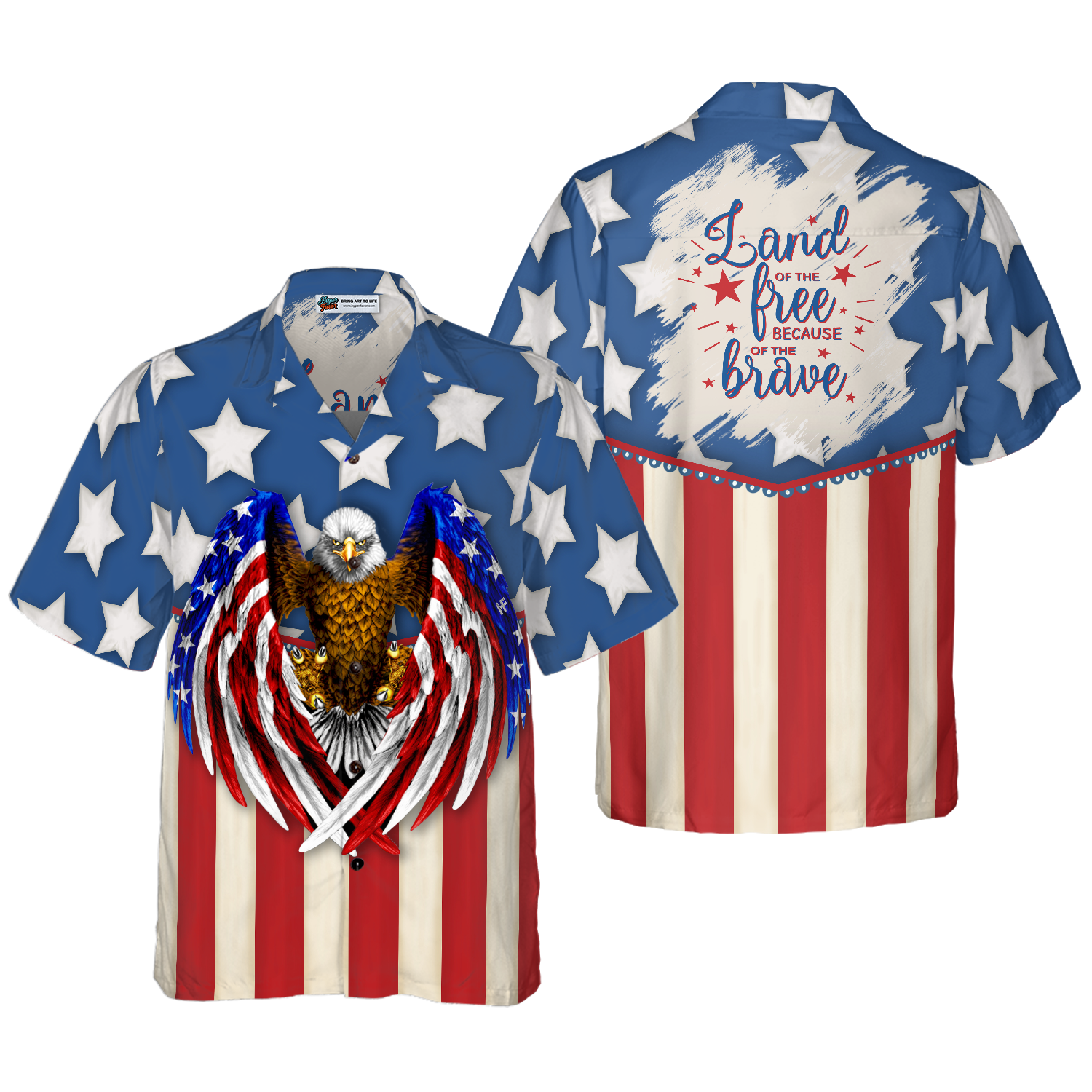 Land Of The Free Because Of The Brave Hawaiian Shirt - Hyperfavor