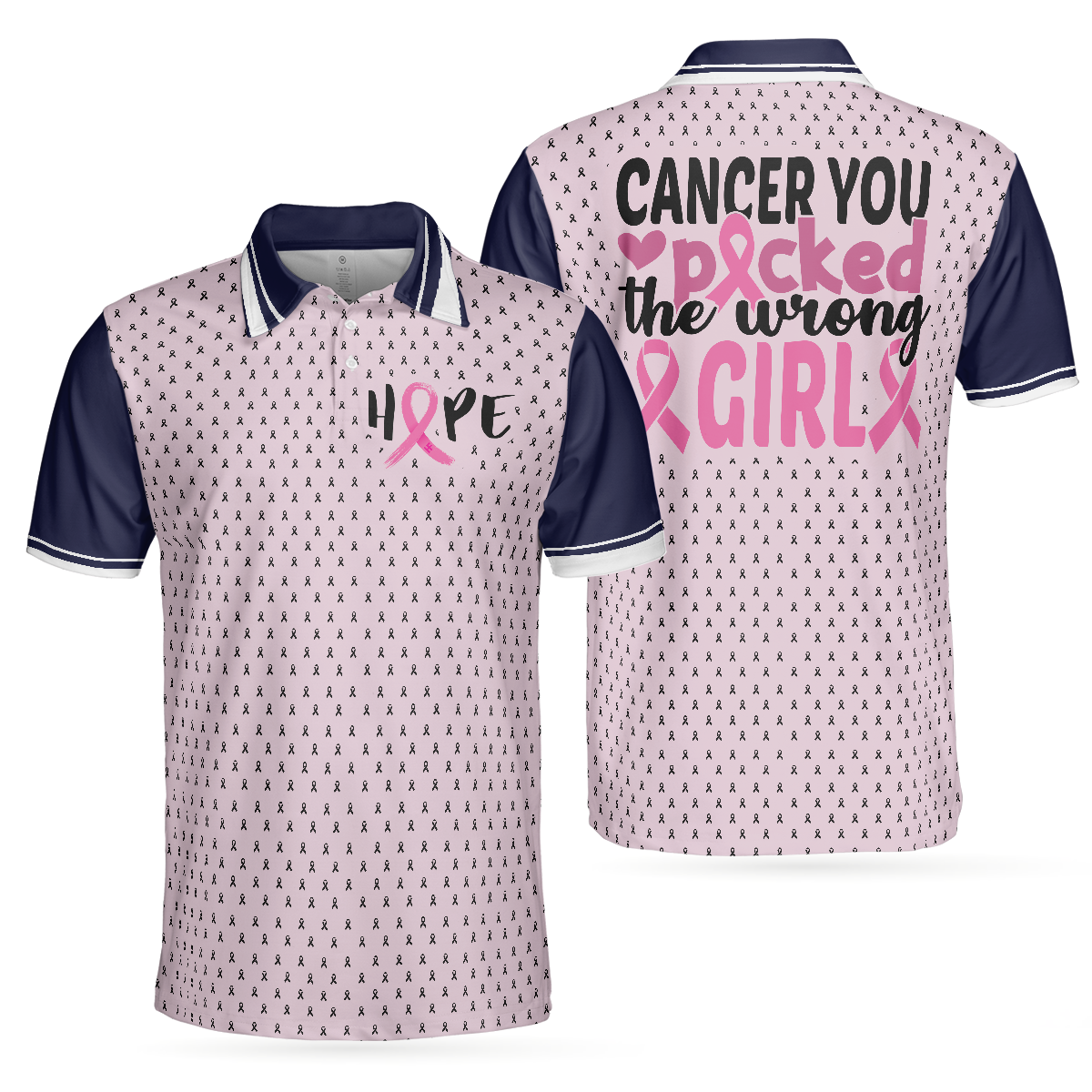 You Picked The Wrong Girl Breast Cancer Awareness Polo Shirt, Polo Shirts For Men And Women - Hyperfavor