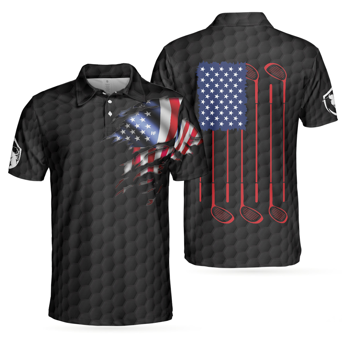 American Men Golfer Black Version Golf Polo Shirt - Hyperfavor