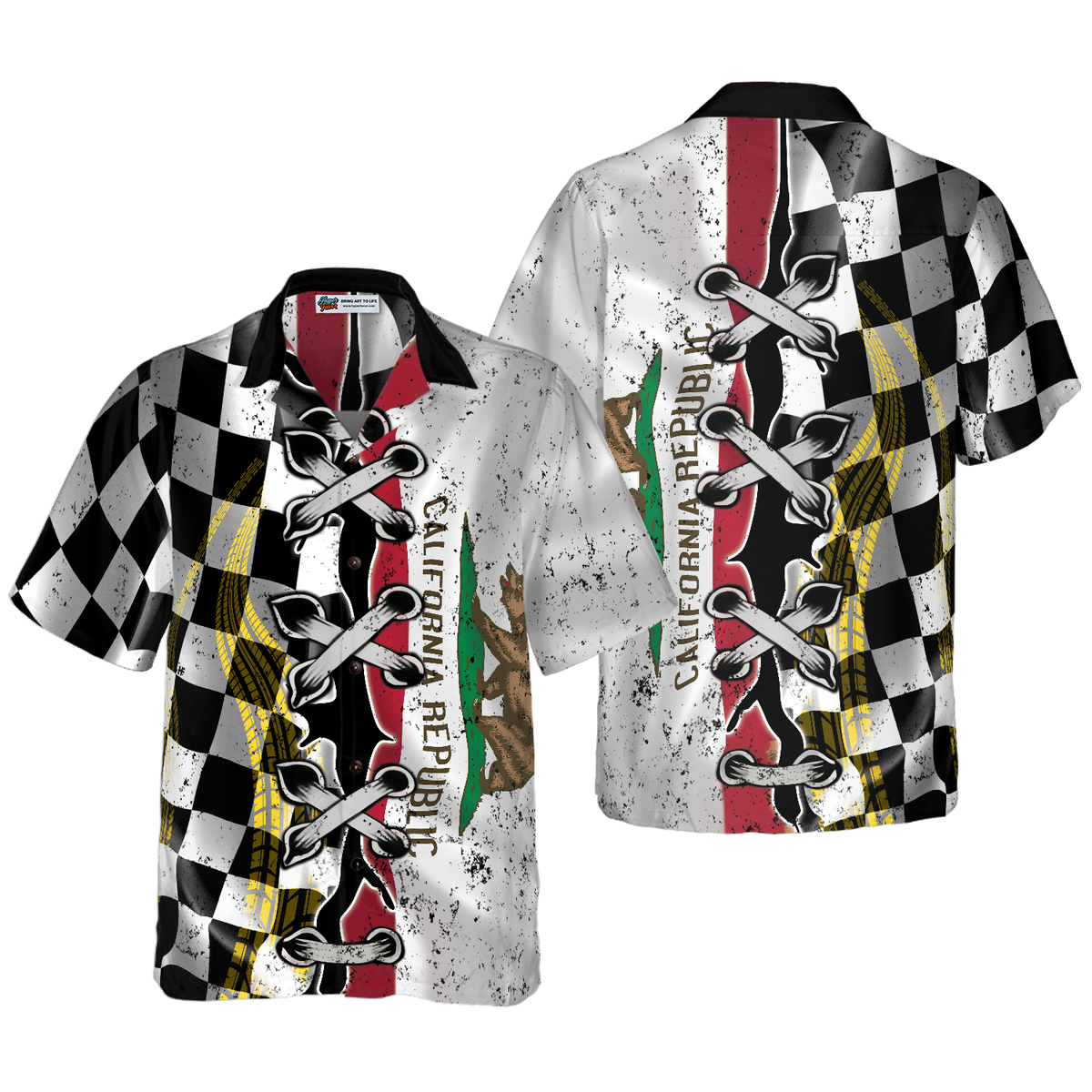 California Racing Flag Hawaiian Shirt - Hyperfavor