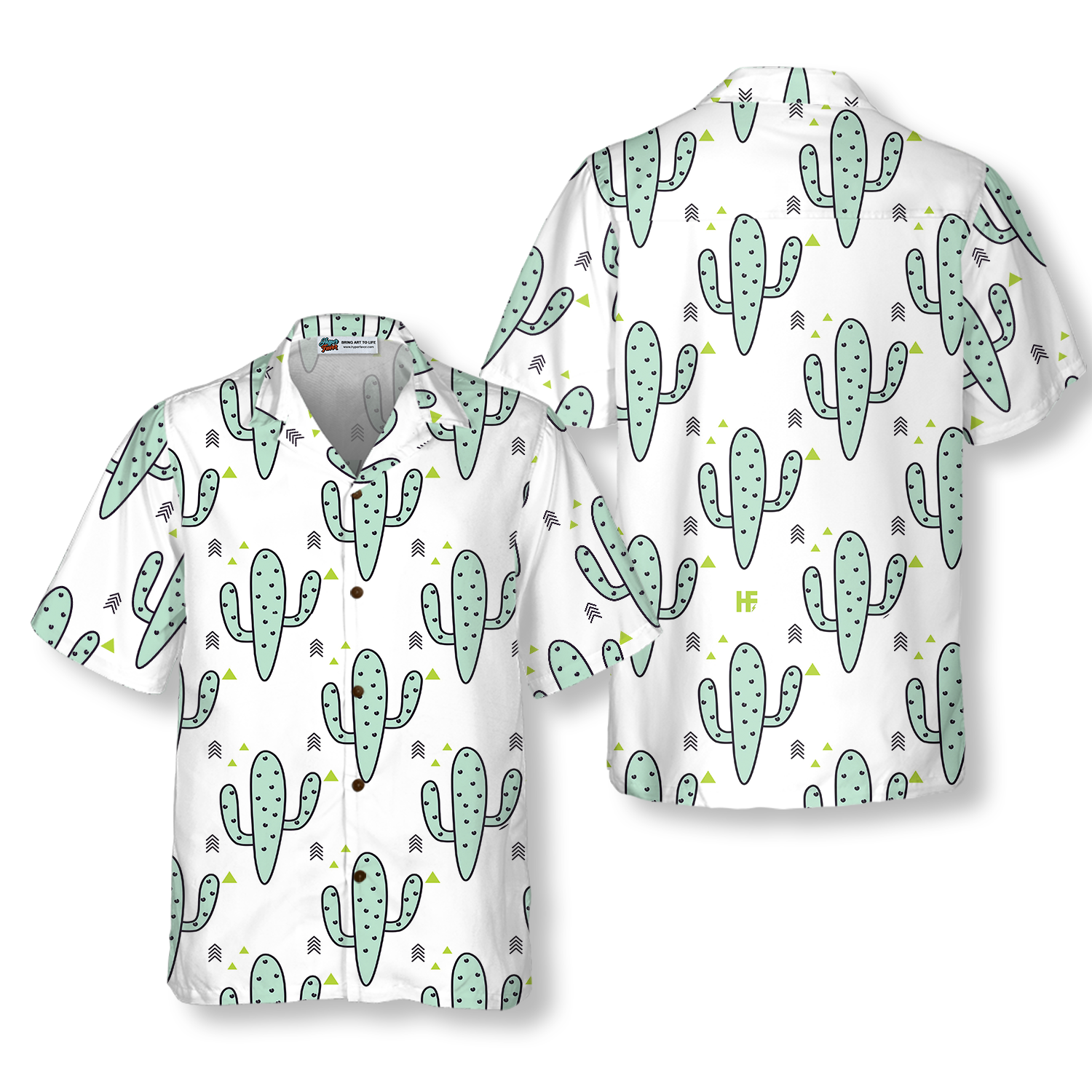 Green Mint Cactuses Hawaiian Shirt - Hyperfavor