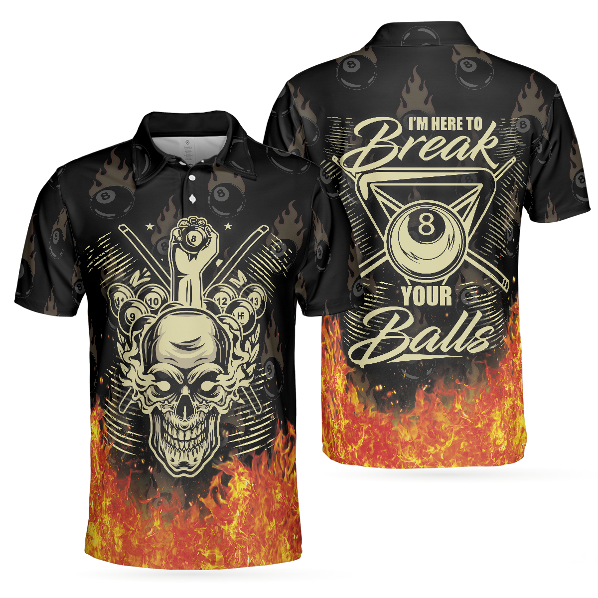 Billiards I'm Here To Break Your Balls Short Sleeve Polo Shirt, Skull Polo Shirt, Best Billiards Shirt For Men - Hyperfavor