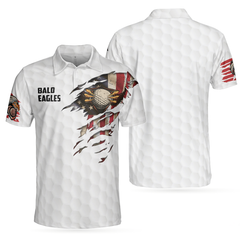 Bald Eagles American Flag Polo Shirt - Hyperfavor